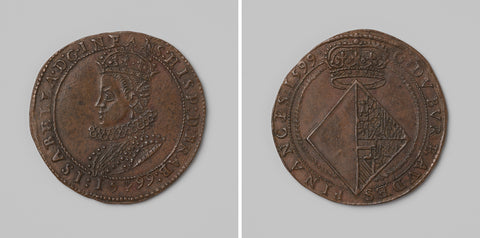 Isabella of Austria, queen of the southern Netherlands, calculation medal of the Council of Finance, anonymous, 1599 Canvas Print