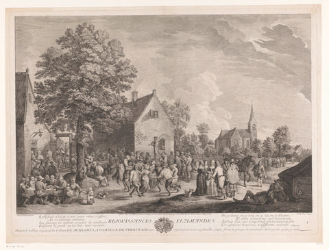 Dorpsfeest, Jacques-Philippe Le Bas, 1736 Canvas Print