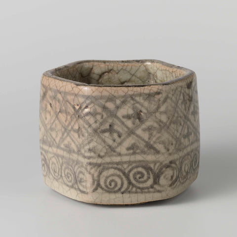 Hexagonal charcoal burner with diaper patterns, anonymous, anonymous, c. 1700 - c. 1799 Canvas Print