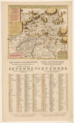 Map of the Sevennes mountains in languedoc, anonymous, 1680 - 1699 Canvas Print
