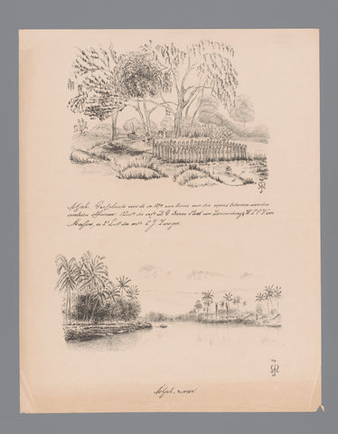 Two graves on Aceh and aceh river, Willem Mathol de Jong, 1838 - c. 1886 Canvas Print