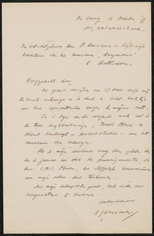 Letter to Pieter Haverkorn van Rijsewijk, Hendrik Johannes Haverman, 1899 Canvas Print