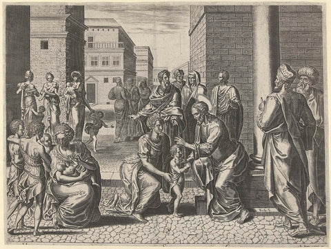 Christ Blessing the Children, Philip Galle, 1566 Canvas Print