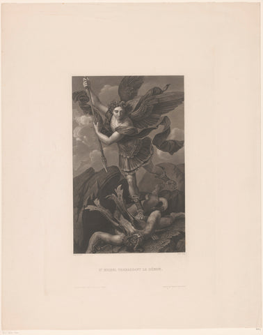 Michael kills Satan, Amédée Félix Barthélemy Geille, 1839 Canvas Print