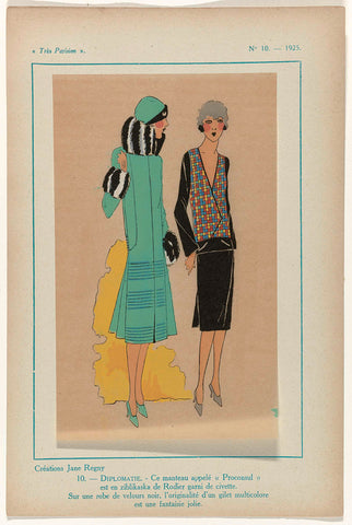 Très Parisien, 1925, No. 10, Pl. 10: Créations Jane Regny, - DIPLOMATE, G-P. Joumard, 1925 Canvas Print