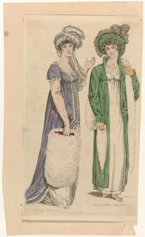 Ladies Monthly Museum, 1 january 1805 : Full Dress. Walking Dress., Robert Sands, 1805 Canvas Print