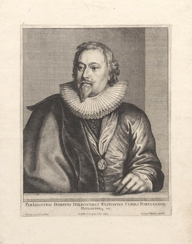 Portrait of Richard Weston, First Earl of Portland, Wenceslaus Hollar, 1645-1670 Canvas Print