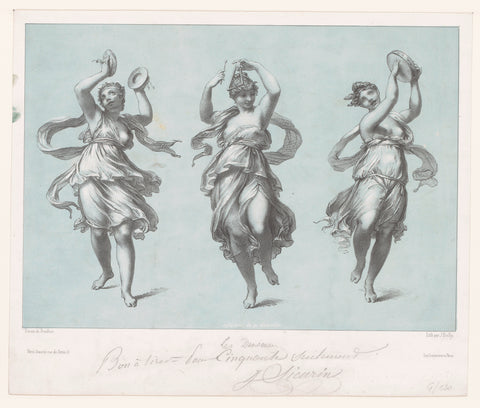 Three dancers, Julien-Léopold Boilly, 1847 Canvas Print