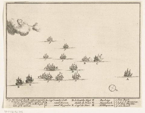 Naval battle between Dutch and French in the North Sea (plate 7), 1694, Adriaen Schoonebeek, 1694 Canvas Print