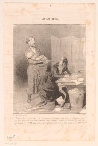 Caricature of two parents with a baby, Honoré Daumier, 1844 Canvas Print