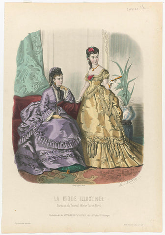 La Mode Illustrée, 1870, No. 46: Toilettes de Mon Breant-Castel (...), anonymous, 1870 Canvas Print