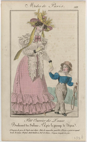 Petit Courrier des Dames, 1826, No. 388 : 1 Chapeau de gros de Napl (...), anonymous, 1826 Canvas Print