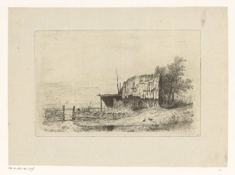 Wooden barn on the waterfront, Hector Allemand, 1819 - 1886 Canvas Print