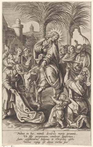 Entry of Christ into Jerusalem, Antonie Wierix (II), 1583 - 1587 Canvas Print