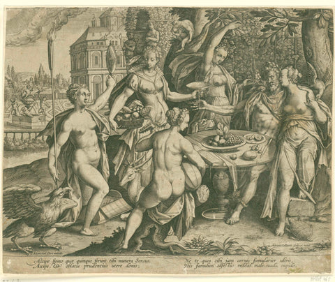 Allegory of the five senses, Adriaen Collaert, 1570 - 1618 Canvas Print