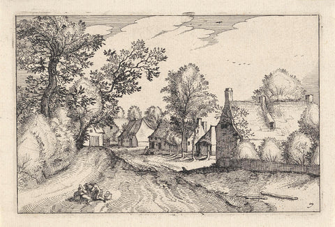 Some figures on a road, Claes Jansz. Visscher (II), 1612 Canvas Print