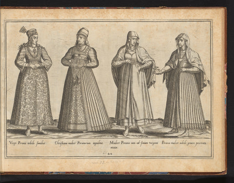 Four Persian women, dressed according to the fashion of ca. 1580, Abraham de Bruyn, in or before 1581 Canvas Print