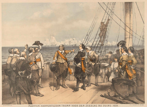 Maarten Tromp before the start of the naval battle at Duins, 1639, Charles Rochussen, before 1877 - 1894 Canvas Print