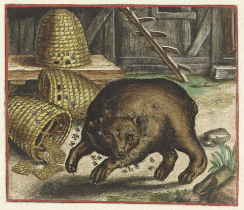 Fable of the bear and the bees, Marcus Gheeraerts (I), 1567 Canvas Print