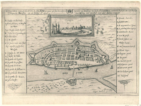 Map of Kampen, conquered by the Bishop of Munster in 1672, Gaspar Bouttats, 1672 Canvas Print