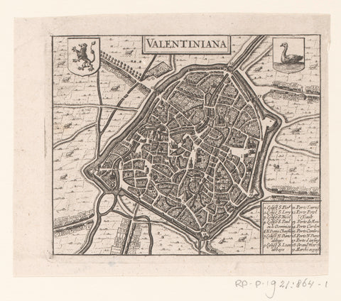 Map of Valenciennes, anonymous, 1652 - 1662 Canvas Print