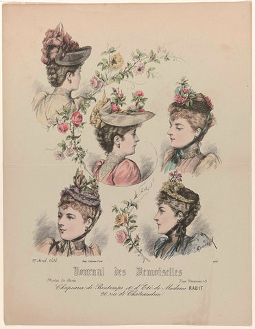 Journal des Demoiselles, 1 April 1892, No. 4879 : Chapeaux de Printemps (...), anonymous, 1892 Canvas Print