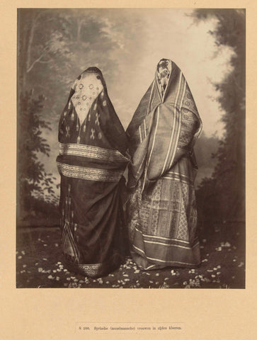 Portrait of two totally veiled Syrian women in silk robes, anonymous, c. 1867 - c. 1876 Canvas Print