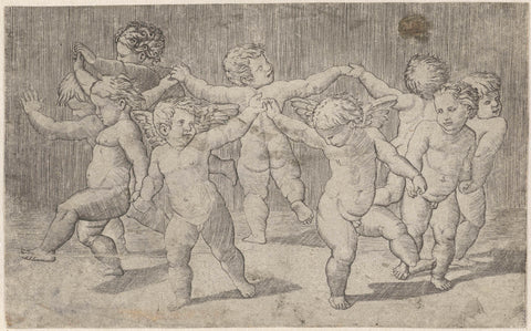 Dancing putti, Marcantonio Raimondi, 1517 - 1575 Canvas Print