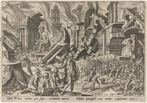 The Destruction of Ai and the Steniging of Achan, Philips Galle, 1569 Canvas Print