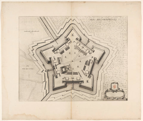 Fortress map of the Citadel of Antwerp, anonymous, 1652 Canvas Print