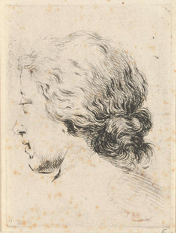 Head of a woman, seen on the back, Stefano della Bella, 1620 - 1647 Canvas Print