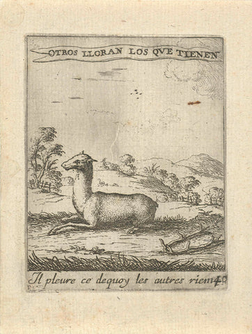 Lying deer, Albert Flamen, 1672 Canvas Print