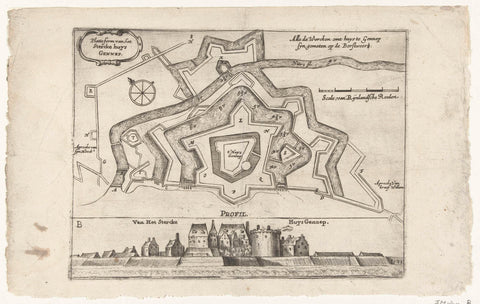 Map and profile of the House in Gennep, 1641, Crispijn van de Passe (II) (workshop of), 1641 Canvas Print