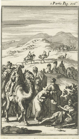 Karavaan finds a sick Arab along the way, Jan Luyken, 1689 Canvas Print