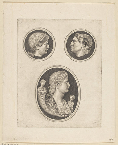 Three classical busts in profile, Lucas Vorsterman (I), 1622 Canvas Print