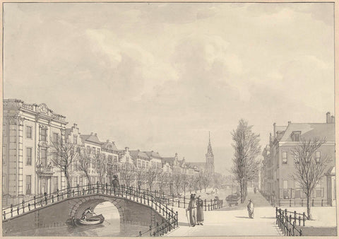 View of the Rapenburg in Leiden of the Nieuwsteegbrug, 1807, Hermanus Numan, 1807 Canvas Print