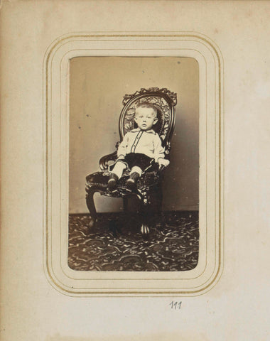 Portrait of a boy in a chair, J.B. Jasper, 1870 - 1899 Canvas Print