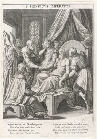 Emperor Henry II the Saint on his deathbed, Raphaël Sadeler (I), 1615 Canvas Print