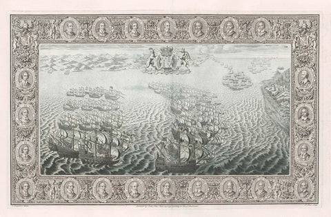 Reproduction of a tapestry on the Spanish Armada (July 26-27), John Pine, 1739 Canvas Print