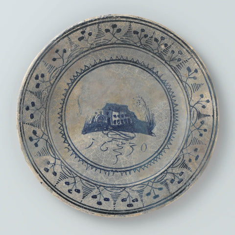 Plate, painted with a house, anonymous, 1630 Canvas Print