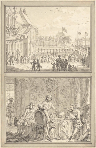 Honselaarsdijk Palace changes hands / Sale of the Prussian fiefdoms to Anna of Hanover, 1754, Simon Fokke, 1754 Canvas Print