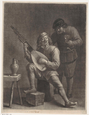 Lute player and a standing man, Wallerant Vaillant, 1658 - 1677 Canvas Print