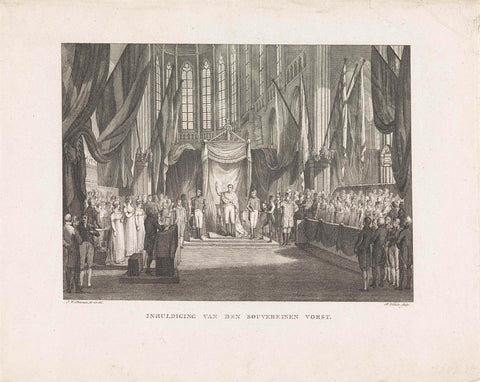 Inauguration of William Frederick, Prince of Orange as sovereign monarch, 1814, Reinier Vinkeles (I), 1814 Canvas Print