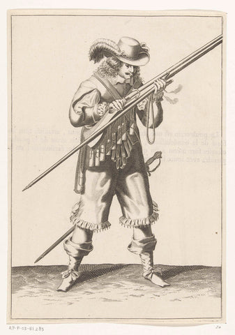 Soldier blowing gunpowder from his musket, ca. 1645, Petrus Rucholle, 1645 - 1647 Canvas Print