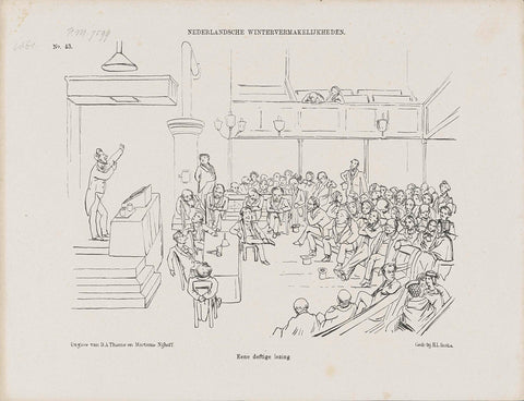 Cartoon on lectures in genteel societies, 1861, Johan Michaël Schmidt Crans, 1861 Canvas Print