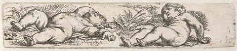 Two children sleeping on the ground, Cornelis Schut (I), 1618 - 1655 Canvas Print