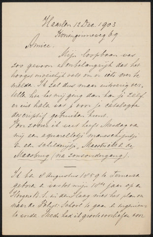 Letter to Philip Zilcken, Anton L. Koster, 1903 Canvas Print