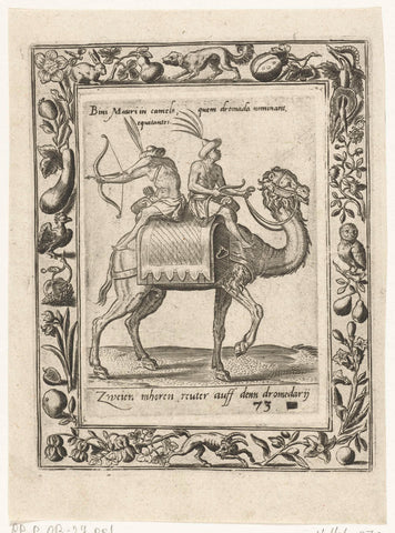 Two Moors on a dromedary, Abraham de Bruyn (attributed to), 1577 Canvas Print