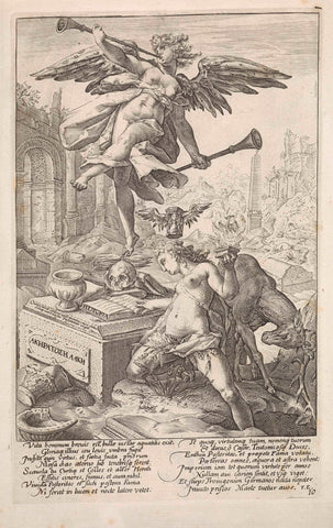 Allegory with Fame and History, anonymous, 1645 - 1706 Canvas Print