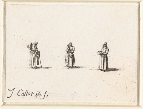 Three Women, Jacques Callot, 1633 - 1634 Canvas Print